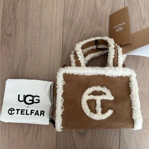 UGG x Telfar Brown Shearling Bag with Cream Accents